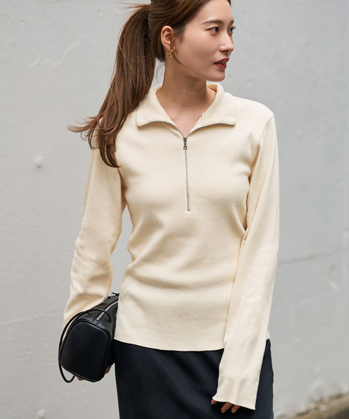 Healthknit/ヘルスニット クラシックフライスハーフジップハイネック