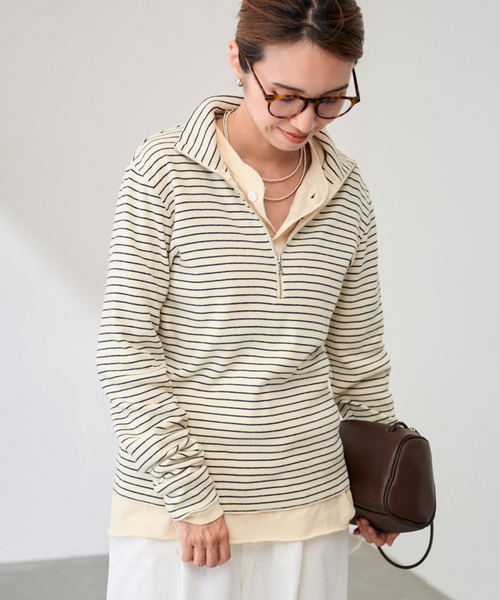 Healthknit/ヘルスニット クラシックフライスハーフジップハイネック