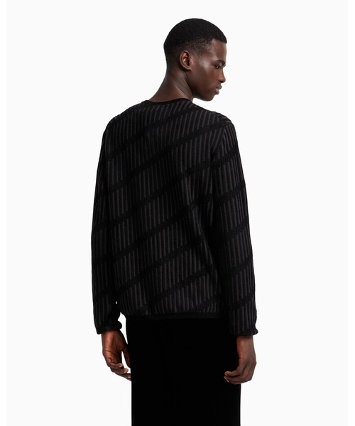 EMPORIO ARMANI(エンポリオアルマーニ)の「【エンポリオ アルマーニ】Icon ヘンリーネックセーター ウール シェニールジャカード ツートン(ニット/セーター・メンズ・ブラック・LARGE/MEDIUM/SMALL/X-LARGE)」の3枚目の写真