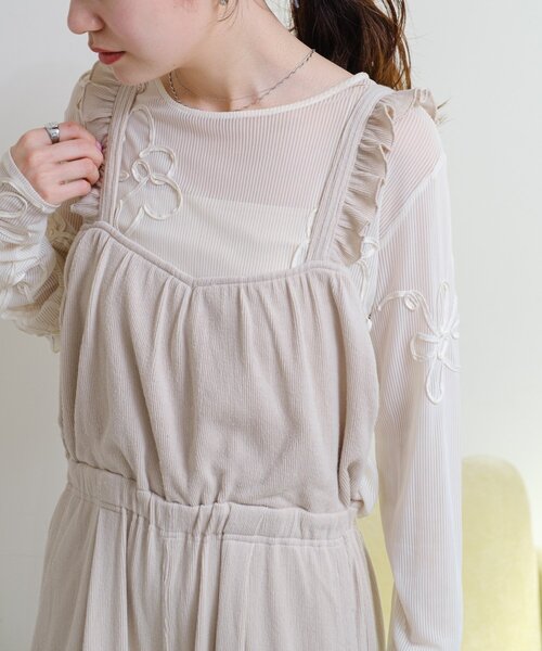 Kastane（カスタネ）の「フラワーコード刺繍シアーTOPS（Tシャツ/カットソー・レディース・ブラウン/ブラック/アイボリー・FREE）」の9枚目の写真