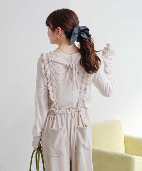 Kastane（カスタネ）の「フラワーコード刺繍シアーTOPS（Tシャツ/カットソー・レディース・ブラウン/ブラック/アイボリー・FREE）」の14枚目の写真