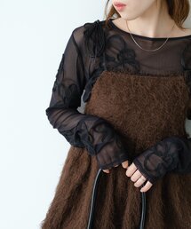 Kastane（カスタネ）の「フラワーコード刺繍シアーTOPS（Tシャツ/カットソー）」