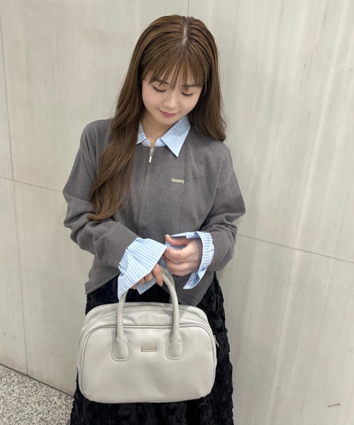 mellowneon（メロウネオン）の「シャツレイヤードライクニット（ニット/セーター・レディース・グレー/オフホワイト・FREE）」の17枚目の写真