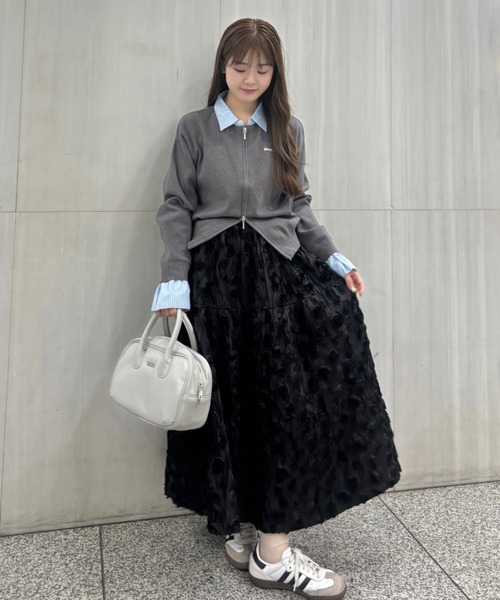 mellowneon（メロウネオン）の「シャツレイヤードライクニット（ニット/セーター・レディース・グレー/オフホワイト・FREE）」の18枚目の写真