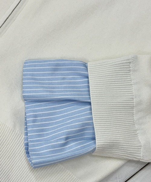 mellowneon（メロウネオン）の「シャツレイヤードライクニット（ニット/セーター・レディース・グレー/オフホワイト・FREE）」の21枚目の写真