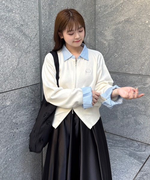 mellowneon（メロウネオン）の「シャツレイヤードライクニット（ニット/セーター・レディース・グレー/オフホワイト・FREE）」の19枚目の写真