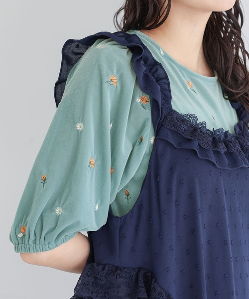 somari imagination（ソマリ イマジネーション）の「花柄刺繍ベロアカットソー（Tシャツ/カットソー・レディース・ブラック・2/1）」の17枚目の写真