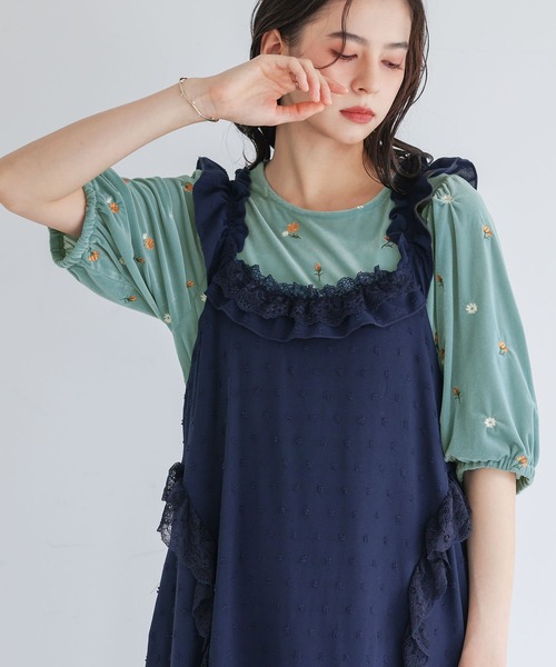 somari imagination（ソマリ イマジネーション）の「花柄刺繍ベロアカットソー（Tシャツ/カットソー・レディース・ブラック・2/1）」の15枚目の写真