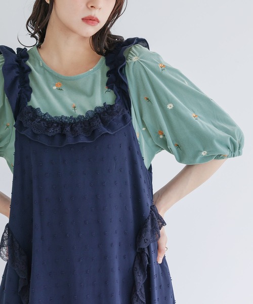 somari imagination（ソマリ イマジネーション）の「花柄刺繍ベロアカットソー（Tシャツ/カットソー・レディース・ブラック・2/1）」の18枚目の写真