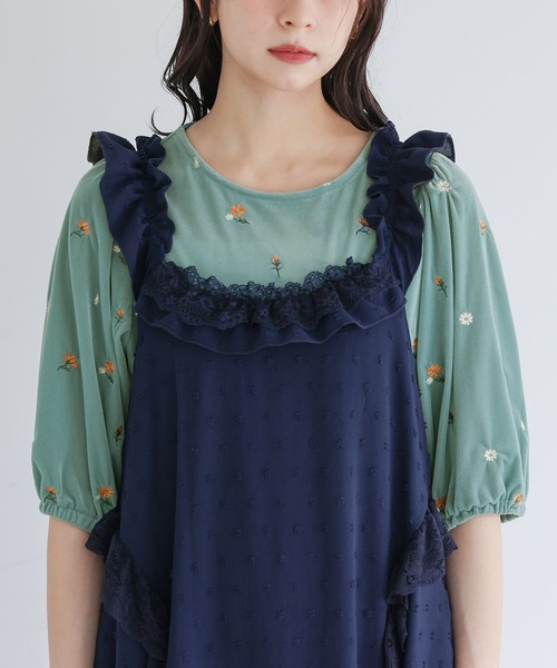somari imagination（ソマリ イマジネーション）の「花柄刺繍ベロアカットソー（Tシャツ/カットソー・レディース・ブラック・2/1）」の21枚目の写真