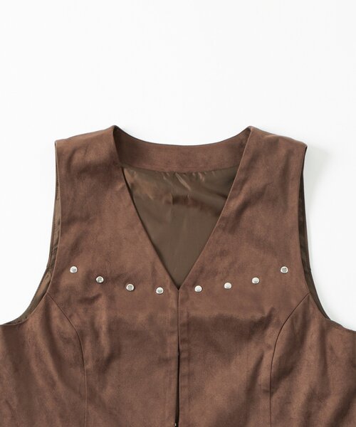 WHO'S WHO gallery(フーズフーギャラリー)の「フェイクスウェードコンパクトジレ(ベスト・レディース・キャメル/ブラウン・FREE)」の7枚目の写真