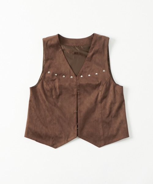 WHO'S WHO gallery(フーズフーギャラリー)の「フェイクスウェードコンパクトジレ(ベスト・レディース・キャメル/ブラウン・FREE)」の2枚目の写真