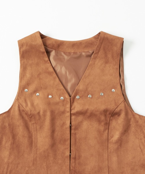 WHO'S WHO gallery(フーズフーギャラリー)の「フェイクスウェードコンパクトジレ(ベスト・レディース・キャメル/ブラウン・FREE)」の4枚目の写真