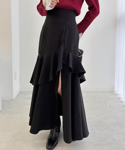 INGNI（イング）の「バックレースアップアシメスリットスカート（スカート・レディース・グレー/ライトベージュ/ブラック・FREE）」の2枚目の写真