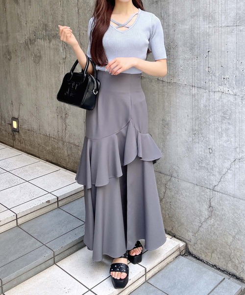 INGNI（イング）の「【WEB限定】バックレースアップアシメスリットスカート（スカート・レディース・グレー/ライトベージュ/ブラック・FREE）」の21枚目の写真