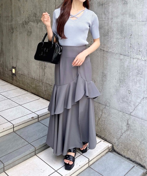 INGNI（イング）の「【WEB限定】バックレースアップアシメスリットスカート（スカート・レディース・グレー/ライトベージュ/ブラック・FREE）」の22枚目の写真
