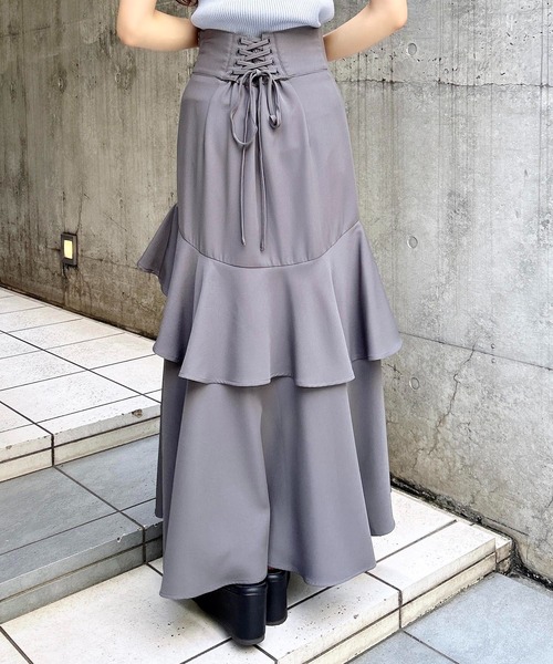 INGNI（イング）の「【WEB限定】バックレースアップアシメスリットスカート（スカート・レディース・グレー/ライトベージュ/ブラック・FREE）」の20枚目の写真