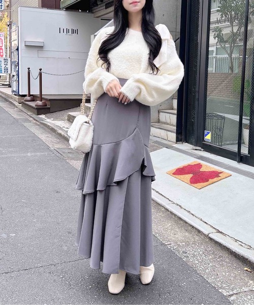 INGNI（イング）の「バックレースアップアシメスリットスカート（スカート・レディース・グレー/ライトベージュ/ブラック・FREE）」の5枚目の写真