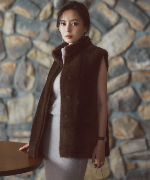 スタンドカラーファーベスト（ベスト）｜anuans（アニュアンス）の