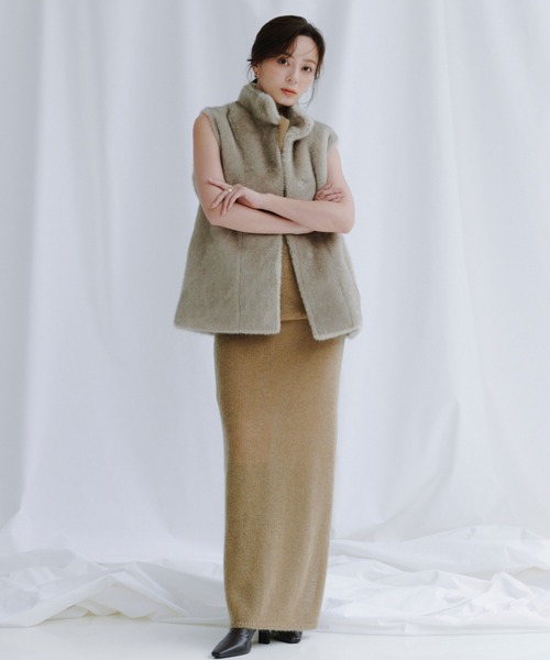 セール】スタンドカラーファーベスト（ベスト）｜anuans（アニュアンス