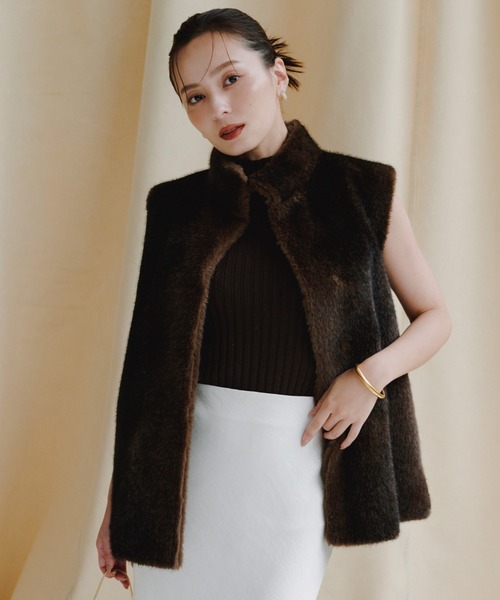 新品アニュアンス　スタンドカラーファーベスト セール】スタンドカラーファーベスト（ベスト）｜anuans（アニュアンス