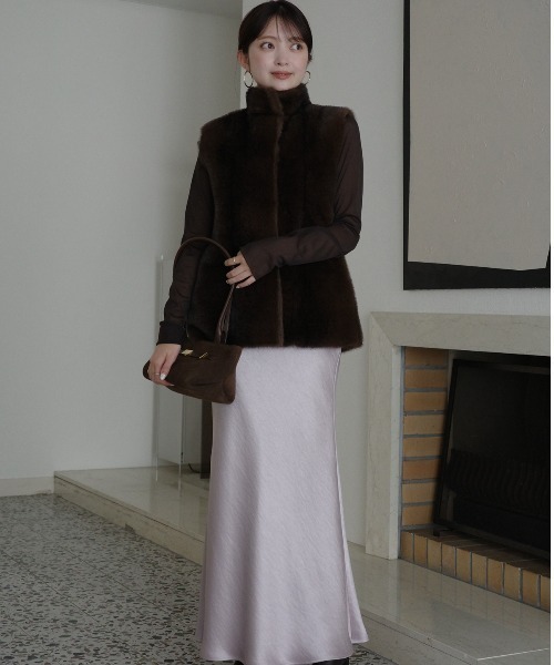 セール】スタンドカラーファーベスト（ベスト）｜anuans（アニュアンス