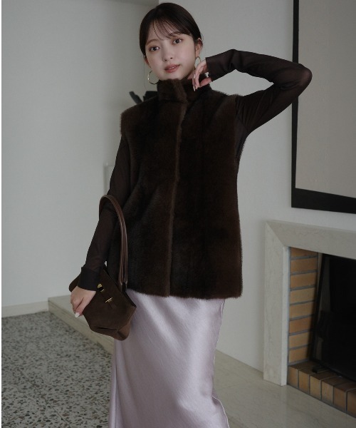 セール】スタンドカラーファーベスト（ベスト）｜anuans（アニュアンス