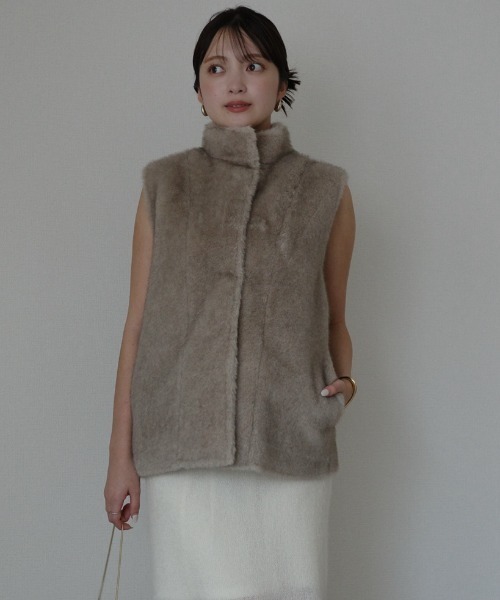 セール】スタンドカラーファーベスト（ベスト）｜anuans（アニュアンス