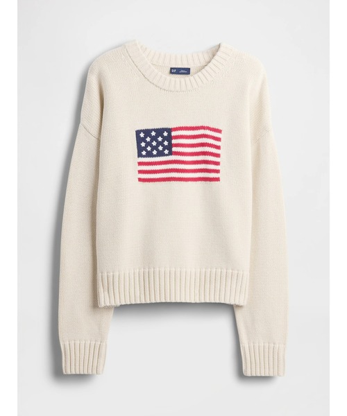 GAP(ギャップ)の「コットン100% オーバーサイズ アメリカーナセーター(ニット/セーター・レディース・ベージュ・S/M/L/XL/XS/XXS)」の11枚目の写真