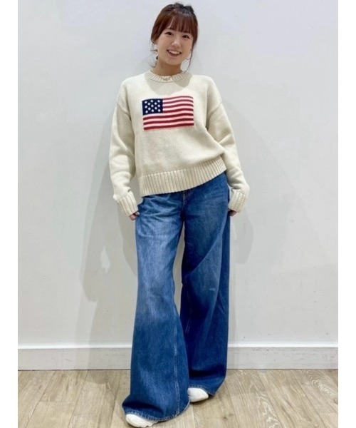 GAP(ギャップ)の「コットン100% オーバーサイズ アメリカーナセーター(ニット/セーター・レディース・ベージュ・S/M/L/XL/XS/XXS)」の8枚目の写真