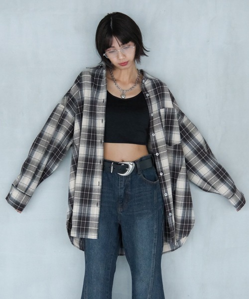 PAGEBOY(ページボーイ)の「【マルチWAY仕様】オンブレチェック2WAYシャツ2(シャツ/ブラウス・レディース・ブラウン/ネイビー/ブラック・FREE)」の19枚目の写真