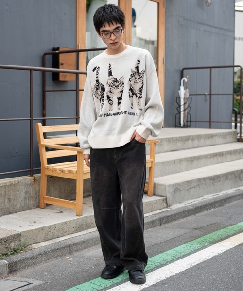 WEGO（ウィゴー）の「WEGO/アニマルジャガードニットプルオーバー（ニット/セーター・メンズ・オレンジ/アイボリー・MEDIUM/LARGE）」の10枚目の写真