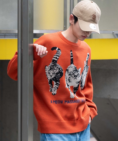 WEGO（ウィゴー）の「WEGO/アニマルジャガードニットプルオーバー（ニット/セーター・メンズ・オレンジ/アイボリー・MEDIUM/LARGE）」の19枚目の写真