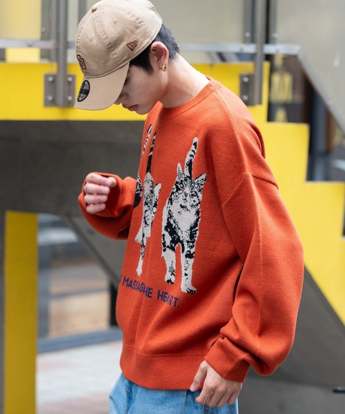 WEGO（ウィゴー）の「WEGO/アニマルジャガードニットプルオーバー（ニット/セーター・メンズ・オレンジ/アイボリー・MEDIUM/LARGE）」の21枚目の写真