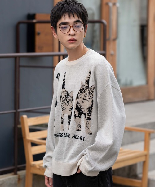 WEGO（ウィゴー）の「WEGO/アニマルジャガードニットプルオーバー（ニット/セーター・メンズ・オレンジ/アイボリー・MEDIUM/LARGE）」の15枚目の写真