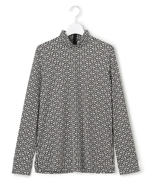 【iCB】25AW極美品 モノグラムプリントスムースボウタイブラウス　 4 モノグラムプリントスムース ボウタイブラウス（シャツ/ブラウス