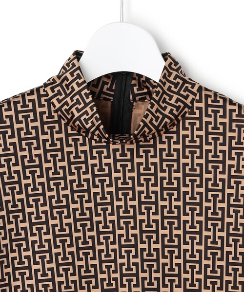 モノグラムプリントスムース ボウタイブラウス（シャツ/ブラウス