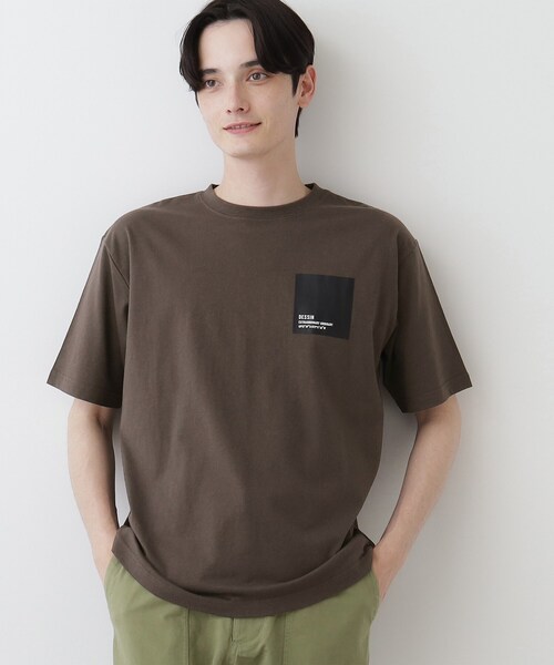 Dessin(デッサン)の「【洗える】オーガニックコットンロゴ入り半袖Tシャツ(Tシャツ/カットソー・メンズ・ボルドー/チャコールグレー/ホワイト系・02/03)」の1枚目の写真