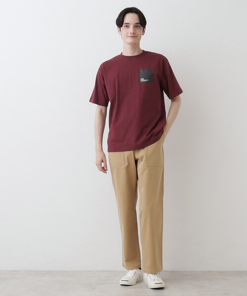 Dessin(デッサン)の「【洗える】オーガニックコットンロゴ入り半袖Tシャツ(Tシャツ/カットソー・メンズ・ボルドー/チャコールグレー/ホワイト系・02/03)」の10枚目の写真