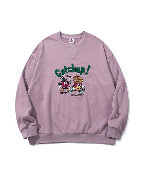 HOOK(フック)の「HOOK -original- Catchup! ケチャップ&フライ 刺繍スウェット(スウェット・メンズ・パープル/グレー・LARGE/MEDIUM/X-LARGE)」の7枚目の写真