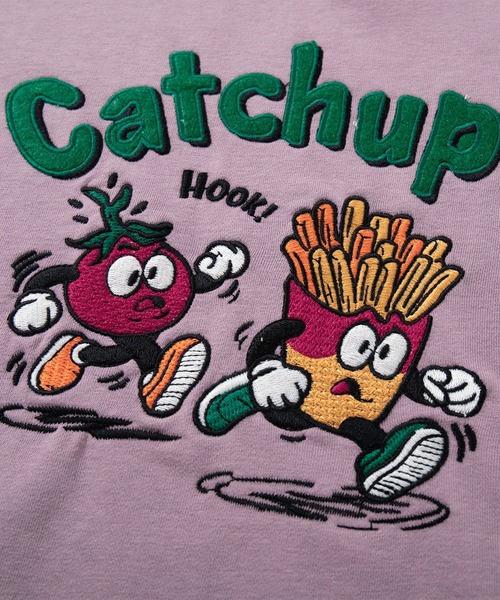 HOOK(フック)の「HOOK -original- Catchup! ケチャップ&フライ 刺繍スウェット(スウェット・メンズ・パープル/グレー・LARGE/MEDIUM/X-LARGE)」の8枚目の写真