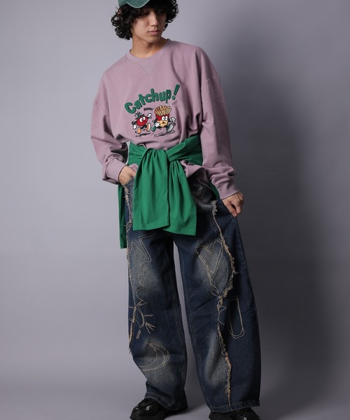 HOOK(フック)の「HOOK -original- Catchup! ケチャップ&フライ 刺繍スウェット(スウェット・メンズ・パープル/グレー・LARGE/MEDIUM/X-LARGE)」の17枚目の写真
