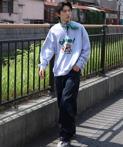 HOOK(フック)の「HOOK -original- Catchup! ケチャップ&フライ 刺繍スウェット(スウェット・メンズ・パープル/グレー・LARGE/MEDIUM/X-LARGE)」の22枚目の写真