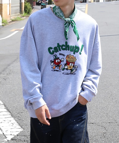 HOOK(フック)の「HOOK -original- Catchup! ケチャップ&フライ 刺繍スウェット(スウェット・メンズ・パープル/グレー・LARGE/MEDIUM/X-LARGE)」の19枚目の写真