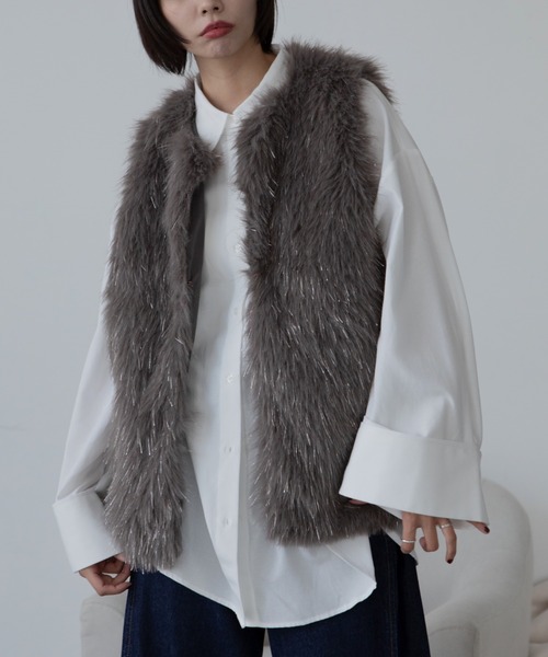 ★美品★LANVIN COLLECTION★シャギー ファー ベスト★アルパカ★ ☆美品☆LANVIN COLLECTION☆シャギー ファー ベスト☆アルパカ☆