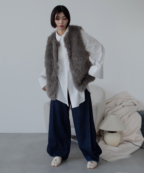 ✿ICONE✿ワールドレディースベストファーリアルフォックス 淡紫 襟 [38] ✿ICONE✿ワールドレディースベストファーリアルフォックス 淡紫