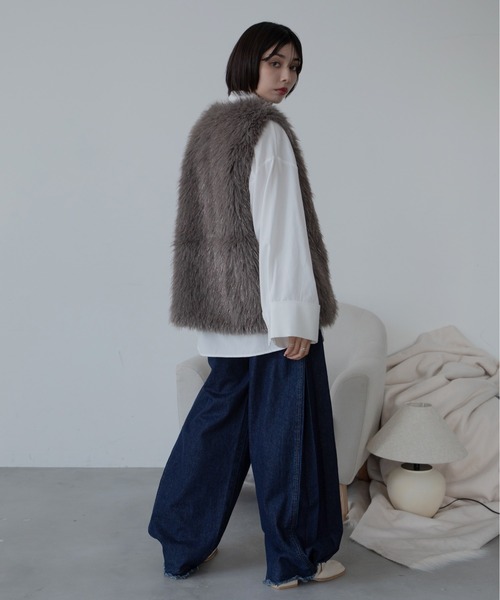 ★美品★LANVIN COLLECTION★シャギー ファー ベスト★アルパカ★ ラメウルフシャギーファーベスト（その他アウター）｜VACANCY