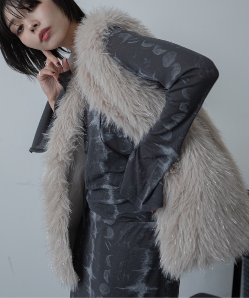 MISSONI ⭐️マスクラットファーベスト MGSABLE ファー ベスト レディース ラビット チベットラム