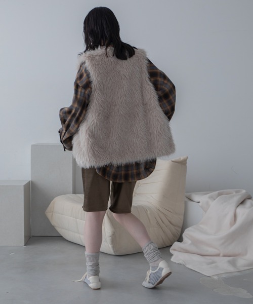 ✿ICONE✿ワールドレディースベストファーリアルフォックス 淡紫 襟 [38] ✿ICONE✿ワールドレディースベストファーリアルフォックス 淡紫