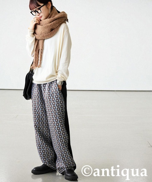 幾何学柄 切替イージーパンツ（その他パンツ）｜antiqua（アンティカ